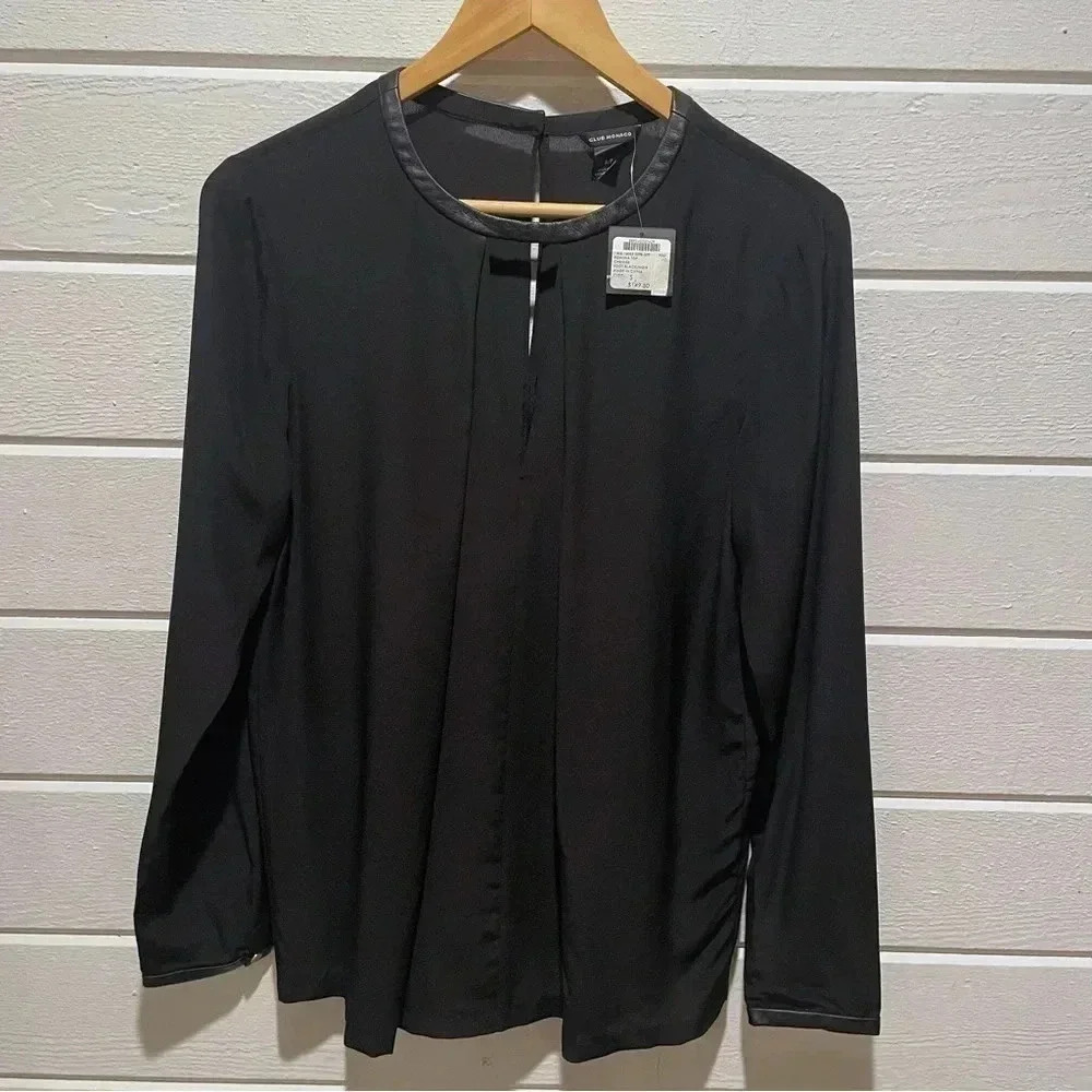 NWT Club Monaco Roanna Leather Trim Silk Blouse
Black SP / fits medium - Picture 8 of 8
